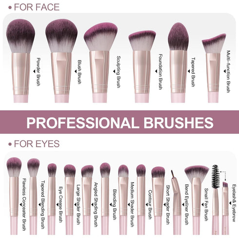 MAANGE Makeup Brushes 18Pcs Makeup Brush Set Premium Synthetic Foundation Face Powder Blush Concealers Make Up Brushes Sets(Pink)