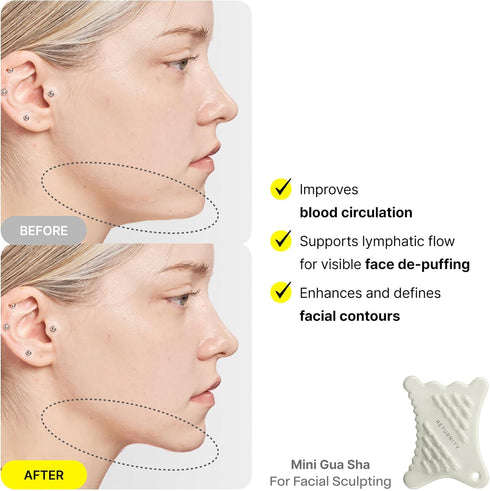 RETURNITY Ceramic Gua Sha Facial Tool for Lymphatic Drainage, Face Massager for Sculpting and De Puffing, Jawline