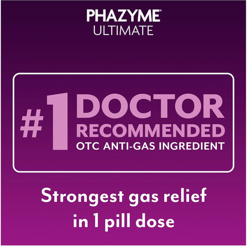 Phazyme Gas Relief, Ultimate Bloating Relief for Adults, 500 mg Simethicone Fast Gels, 20 Count