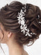 Unicra Silver Flower Bride Wedding Hair Vine Pearl Bridal Hair Piece Rhinestone Headband for Women and Girls