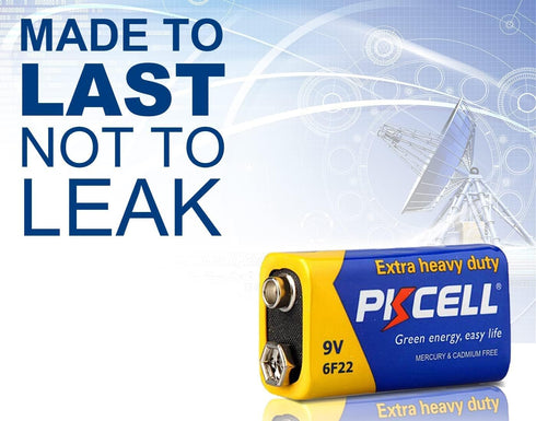 PKCELL 9V Battery Carbon Zinc for Smoke Detectors 6F22 Battery, Ultra Long-Lasting with 10-Year Shelf Life (4 Count)