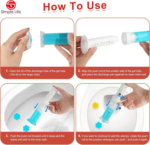 Simple Life Toilet Bowl Cleaner Gel | Fresh Flower Toilet Gel Stamp | Stops Limescale and Stains, 64 Stamps, Blue &
