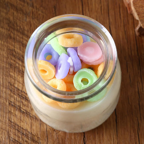 T-shin Jar,230G Pudding Cup Donut Shape Scented Candle Glass Perfume Floral Soy Wax Aesthetic Decorative Aroma Candle