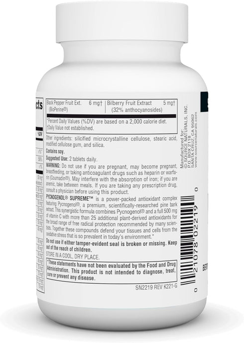 Source Naturals Pycnogenol Supreme, 30 Tablets Berry & Botanical Antioxidant Complex