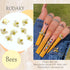 RODAKY 10Pcs Gold Bee Nail Art Charms, 3D Gold Alloy Jewelry Charm for DIY Nail Design Supplies for Women