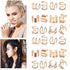 Rose Gold Hair Braids Dreadlock, 24 Pcs Non-Piercing Ear Clip Beard Beads for Women Men