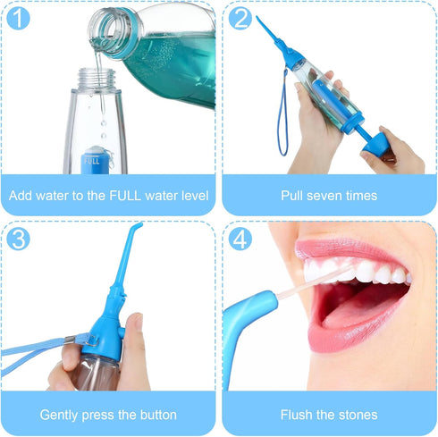 Water Dental Flosser for Teeth, Portable Oral Irrigator, Non Electric, Cordless Manual Air Pressure for Home and Travel