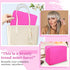Nylon Large Makeup Bag, Preppy Cute Cosmetic Pouch, Waterproof Toiletry Bag Clutch for Women and Girls (Hot Pink)
