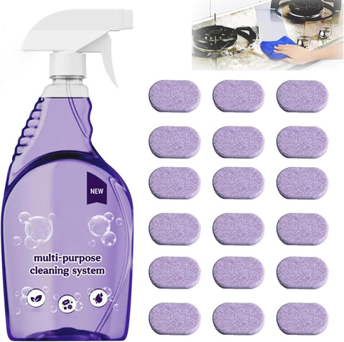 Timeno Multi-Purpose Cleaning System, Oven Spray Cleaner & Concentrated Tablets, Household Multi-Surface Use