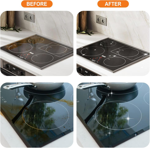 Meuvcol 12 Oz Glass Stove Top Cleaner Kit, Glass Cooktop Cleaner Non-Abrasive, Stove Oven Cleaner & Polish For Ceramic