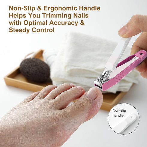 PAFASON Nail Clipper Trimmer Cutter Set - Super Sharp Fingernail & Toenail Clippers with Nail Catcher & File