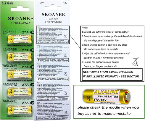 SKOANBE 27A 12V Alkaline Battery - Pack of 5
