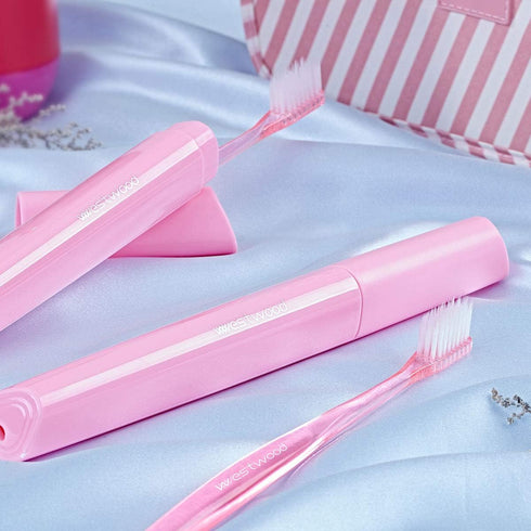 Portable Toothbrush Cover, Plastic Travel Box, Breathable Design with Air Hole, Pink