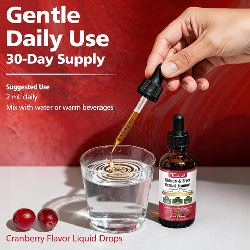 Tyrnixel 20:1, 60 mL Kidney Cleanse & Liver Support Liquid Drops with Cranberry Chanca Piedra & Milk Thistle, Herbal