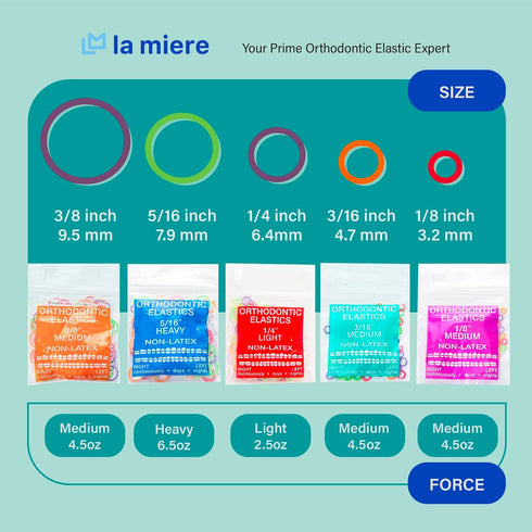 Neon non-Latex 3 Packs 300 counts 5/16inch Heavy Intraoral Elastic Bands, Orthodontic Dental Rubber Bands Made in US