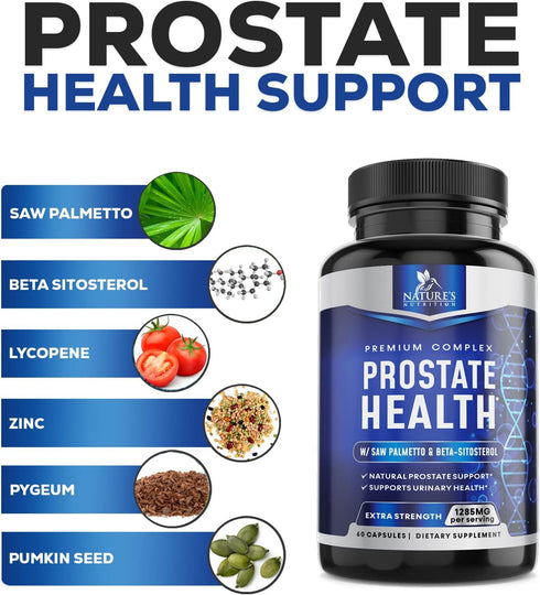 Prostate Supplements for Men - 60 Capsules with Saw Palmetto, Beta Sitosterol, and Lycopene for Prostate Health
