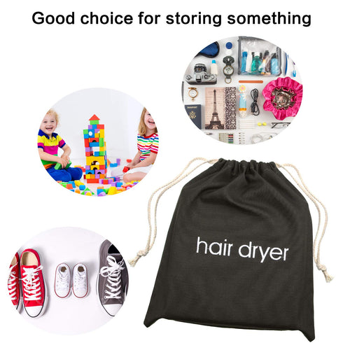 Hair Dryer Bags Drawstring Bag, 11.8 by 13.8 Inch (Cotton, Gray)