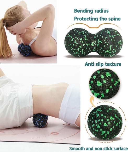 Set 2 of Peanut Massage Ball - Double Ball for Trigger Point Therapy, Myofascial Release, Deep Tissue Fitness Massage