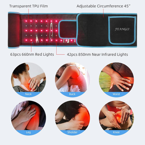 Red Light Therapy Infrared Wrap Belt - Body Pain Relief, Wearable Large Pad for Waist, Back, Stomach Muscle Repair