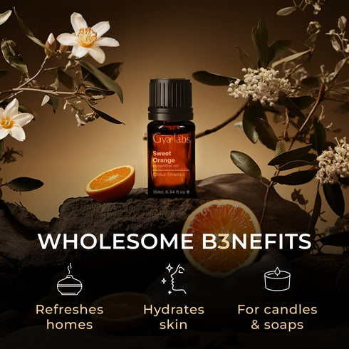 Set Set 2x0.34 oz Vanilla Essential Oil for Skin & Orange Essential Oil for Diffuser - Aromatherapy Grade Essential