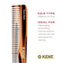 Kent 6T 6.9 Inch Double Tooth Hair Dressing Comb for Hair, Beard, and Mustache, Coarse and Fine Hair Styling, Made in