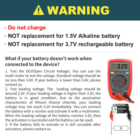 EEMB 20-Pack ER14250 1/2AA 3.6V Lithium Battery - Non-Rechargeable for Home Automation