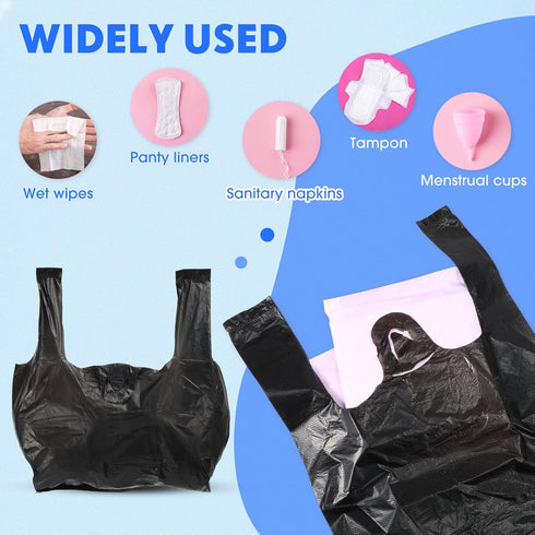 Lerheedi 2000 10.2 7.1inch, Pcs Sanitary Napkin Disposal Bags with Handles, Sanitary Disposal Bag x Black Trash Bags