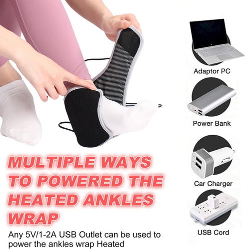 Heated Ankles Wrap Foot Heating Pad for Achilles Tendonitis Relief - Portable Cordless Electric Heating Pads with 3