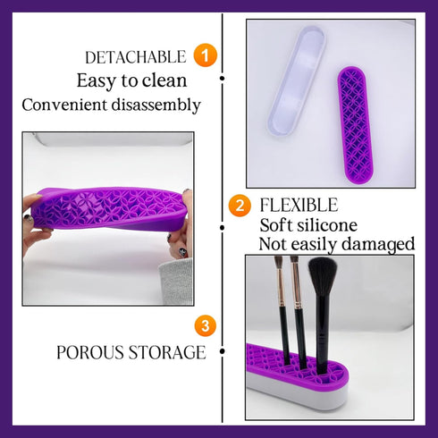 TANG SONG 1 PCS Silicone Makeup Brush Holder, Cosmetic Storage Box (Purple)