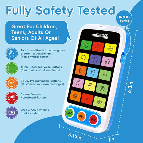 KCNVLCK Communication 5-Level Programmable AAC Device for Autism - Non Verbal Tools with Touch-Sensitive Buttons