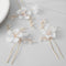 SWEETV 3Pcs Bridal Hair Pins, White Flower Hair Pieces Wedding Side Combs Accessories for Bridesmaids