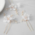 SWEETV 3Pcs Bridal Hair Pins, White Flower Hair Pieces Wedding Side Combs Accessories for Bridesmaids