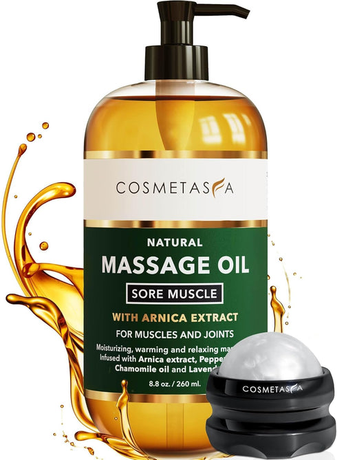 Cosmetasa Massage Oil for Sore Muscles with Roller Ball, Soothes Joints with Arnica and Lavender
