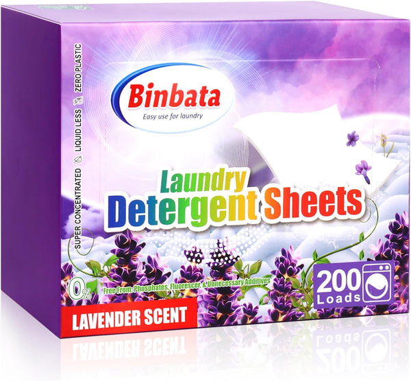 Laundry Detergent Sheets, 200 Loads, Lavender Scent, Hypoallergenic, Biodegradable, Liquidless, Suitable for Sensitive