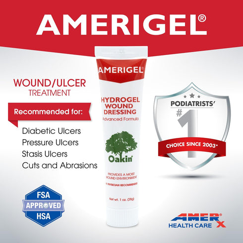 AMERIGEL Hydrogel Wound Dressing, 1 oz. - Moisture-Rich Healing for Dry Wounds