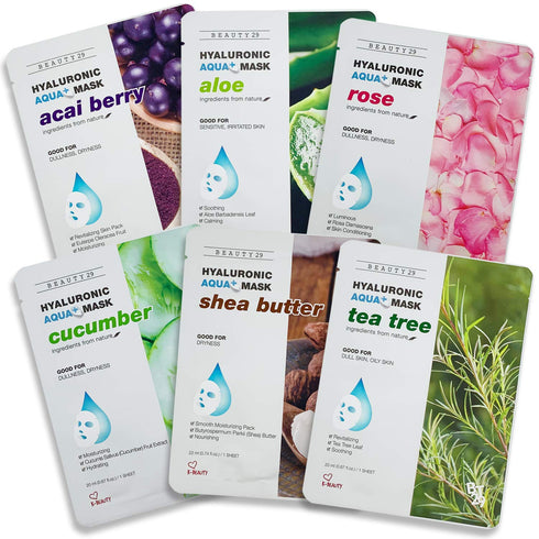 Hyaluronic Aqua Plus Essence Full Face Facial Sheet Mask Combo - VALUE SET, 18 Sheets