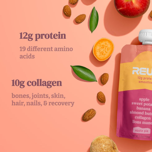 Reup Collagen Protein Smoothie, 12g Protein, 10g Collagen, Dairy Free, Ready to Drink, 8 Count