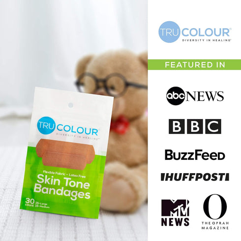 Skin Tone Bandages, Olive-Moderate Brown, Single Bag (30-Count; Green Bag)