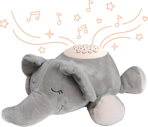 PureBaby Sound Sleepers Portable Sound Machine & Star Projector - Plush Sleep Aid for Baby, 10 Lullabies, Elephant