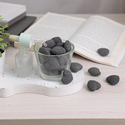 Set, 1 inch, Pack 10 SUNYIK Lava Rock Gemstone Puffy Heart, Natural Pocket Stone Figurine Decoration Aromatherapy
