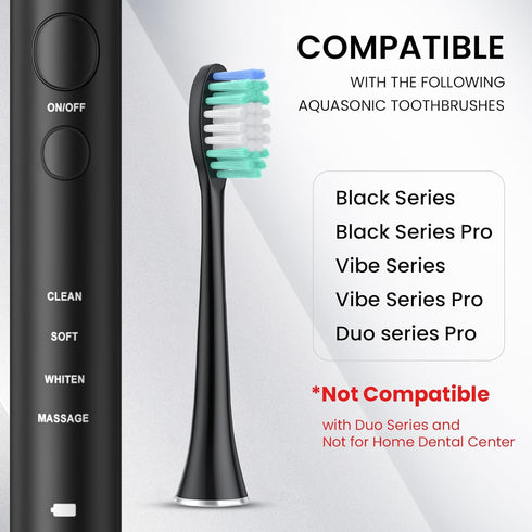 Replacement Toothbrush Heads Pack of 5 Compatible with AquaSonic Black Series, Vibe Series, Black Series Pro
