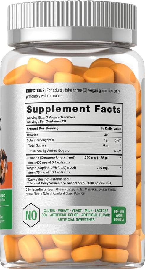 Horbaeach Turmeric Gummies | 70 Count | Mango & Peach Flavor | Turmeric Curcumin with Ginger | Vegan Non-GMO & Gluten Free Supplement