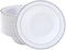 JOLLY PARTY 50 Plastic Bowls with Silver Rim - 12oz Disposable Soup Bowls for Christmas Thanksgiving Party