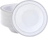 JOLLY PARTY 50 Plastic Bowls with Silver Rim - 12oz Disposable Soup Bowls for Christmas Thanksgiving Party