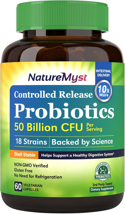 Probiotics 50 Billion per Serving - 18 Probiotic Strains, 60 Veggie Capsules, Non-GMO & Gluten Free