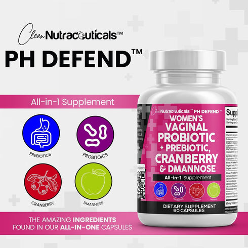 Vaginal Probiotics for Women + Prebiotics 20 Billion Cranberry Pills for Urinary Tract Health, 30 Capsules