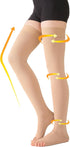 MGANG Medical Thigh High Compression Stockings, Pair, Open Toe, 20-30 mmHg Graduated Support Hose, Opaque, Beige XXL