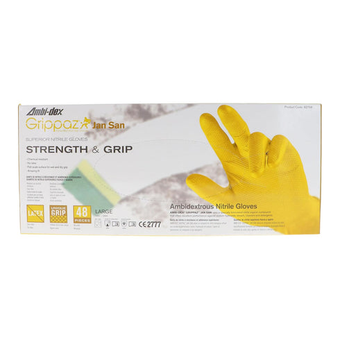 PIP Grippaz Jan San 12" Disposable Gloves 48-Pack, 6 Mil, Fish Scale Grip, Yellow, Large (67-306/L)