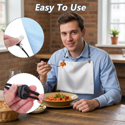 Xelsluthe 3PCS Adjustable Bib Clips Dental with Neck Chains, Black Napkin Clips for Seniors, Dental Bib Clip for Clinic