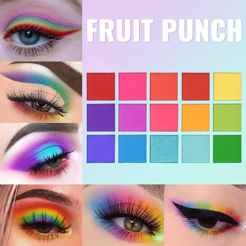 UCANBE Colorful Eyeshadow Palette Makeup Set, 2pcs 15 Shades Matte Shimmer Eye Shadow Pallet with Brush